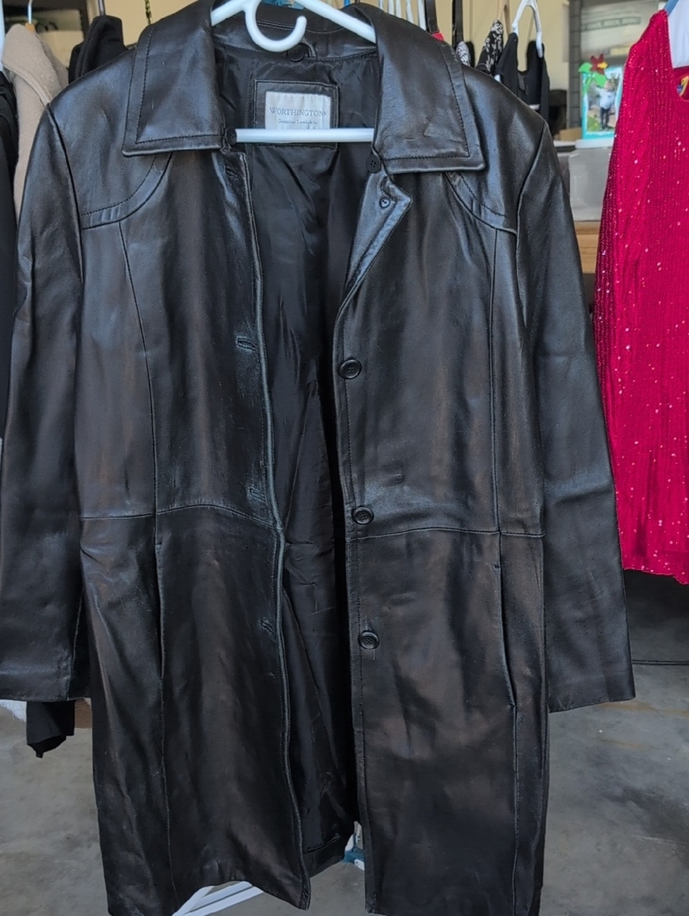 Worthington Black Lambskin Leather Jacket with Gray Label